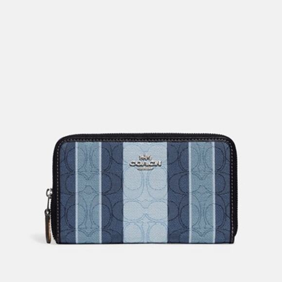 Coach Handbags - NWT Coach Long Zip Around Wallet Midnight Multi Signature Canvas Gold Zip NEW